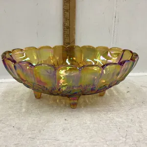 CARNIVAL GLASS FOOTED BOWL