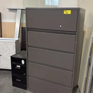 DARK GREY 5DR LATERAL FILE CABINET AND BLACK 2DR FILE CABINET