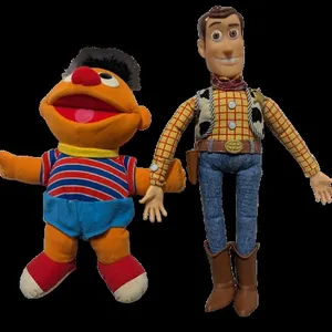 Thinkway Disney Woody 16" Pull-String Talking Doll (Toy Story - Does Not Speak When Cord Pulled) & Vintage 1996 Tyco Ernie 13" Talking Doll (Sesam
