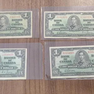 1937 Bank of Canada Four $1 Banknotes - Osborne, Coyne, Gordon & Gordon Narrow Signature Panel (H/A)
 UNRESERVED