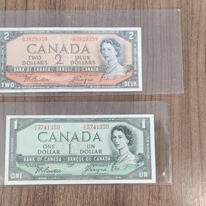 1954 Bank of Canada $1 & $2 Devil's Face Banknotes
 UNRESERVED