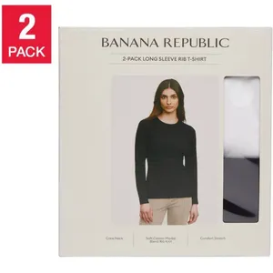 Banana Republic Long-Sleeve Tops, White and Black, Size L/G