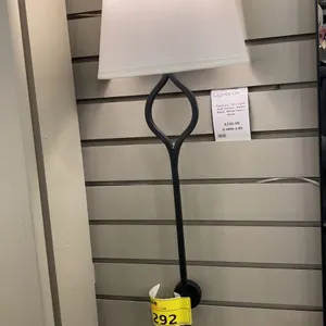 ROXBURY 2 LIGHT WALL SCONCE. MATTE BLACK, WHITE FABRIC
