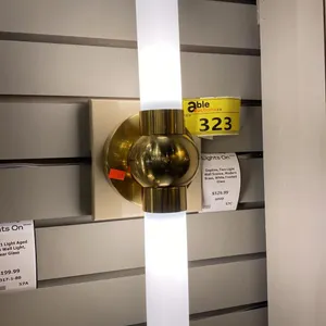 PAIR OF ROBERT ABBY DAPHNE 2 LIGHT WALL SCONCES. MODERN BRASS, WHITE FROSTED GLASS. 23"H RETAIL