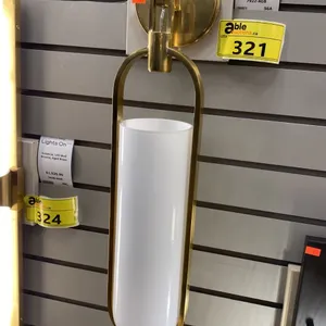 PAIR OF HUDSON VALLEY LORIMER LED WALL SCONCES. AGED BRASS, OPAL SHINY GLASS. 22"H