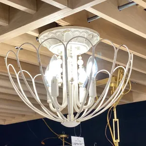 MARGARITA 4 LIGHT FLUSH MOUNT. VINTAGE PARISIAN WHITE. 18"D