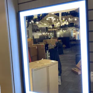 CHIC LED MIRROR. BLACK FRAME, CRYSTAL CLEAR GLASS. 24" X 32" RETAIL $960