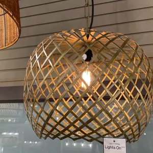 SINGLE LIGHT PENDANT. ARTISAN WOVEN BRASS. 17"D