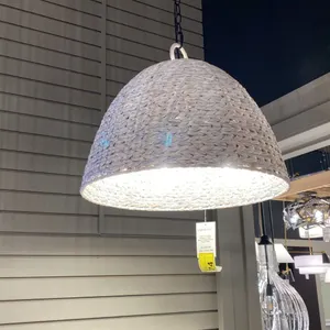 RU 5 LIGHT PENDANT LAMP. BLACK WITH PAINTED SWEETGRASS. 21"D RETAIL $1050