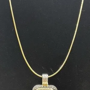 Square JK Gold & Silver Coloured Necklace