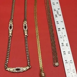 3 Long Gold Coloured Asst. Necklaces. *SC
