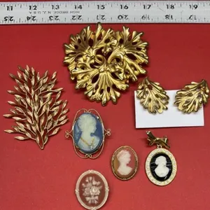 6 Asst. Brooches & Set of Clip on Earrings.*SC