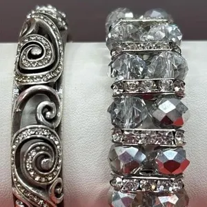 2 Asst. Silver Stone Bracelets. *SC