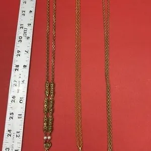 3 Gold Tone Necklace w/Pendants. *SC