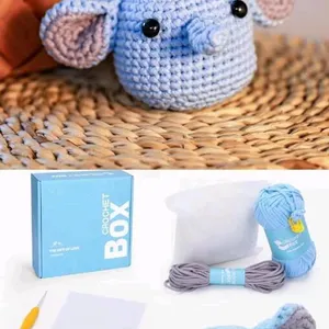 New ZZ00134 CROCHET BOX Crochet Kit for Beginners: Elephant Crochet Kit for Adults, All You Need In, Include Easy Knitting Soft Yarn, Step-by-Step Vid