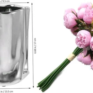 New Flowers' Vases Light Luxury Electroplated Ceramic Vase Study Room Living Room Decoration Hotel Home Office Flowerpot Decoration Decor Vase With Bu