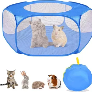 New Small Pet Cage Tent, Small Animals Playpen, Portable Outdoor Yard Pet Fence for Rabbits, Kitten, Puppy, Chinchillas Hedgehogs or Other Animals (Sk