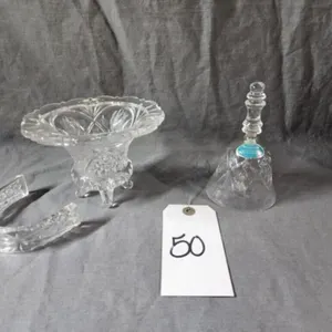 Markon Lead Crystal Bell & Footed Candy Basket