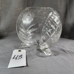 Heavy Cut Crystal Round Footed Bowl - Vintage