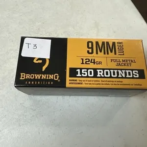 Browning 9mm  Luger 124 gr FMJ 1 box 150 rds