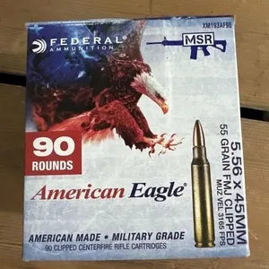 90 rounds American Eagle 
5.56 x 45 mm.