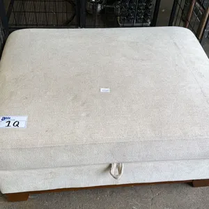 FABRIC GAS LIFT STORAGE OTTOMAN WITH CUSHION (SOME CLEANING REQUIRED)