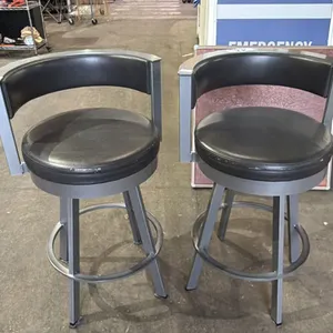 PAIR OF SWIVEL BAR STOOLS (SOME CUSHION DAMAGE)