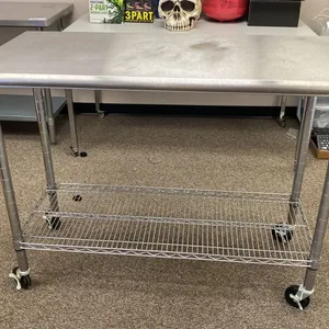 2 TIER STAINLESS STEEL PREP TABLE APPROX 49.5"W X 24"D X 39"H