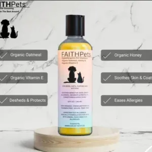 FaithPets Hypoallergenic Pet Shampoo With Organic Oatmeal, Honey, and Vitamin E