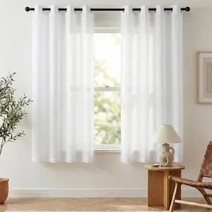 Nicetown White Sheer Curtains, 52 in W x 63 in L, Set of 2