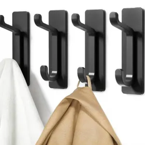 Lot of 3 – Adhesive Hooks for Coat and Towel 4 Packs, Black, 5 KG Load Capacity