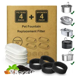 Lot of 3 – Pet Fountain Replacement Filters & Sponges, 4 Filters & 4 Sponges