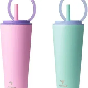 Reduce 32 oz 946 mL Tumbler Set With Straws in Purple and Pink