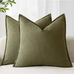 Foindtower Set of Two Throw Pillow Covers, 18 x 18 Inches, Olive Green