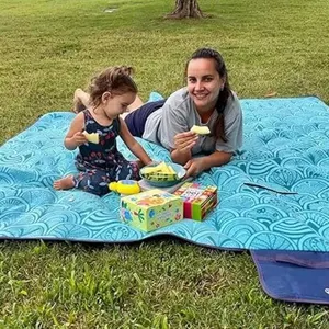 ZOMAKE Foldable Outdoor Picnic Blanket with Water-Resistant Backing in teal