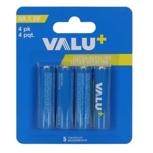 Valu+ AA 1.5V Ultra Alkaline Batteries, 4 Packs of 4 Units (16 Total)