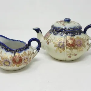 Floral Design Teapot & Creamer