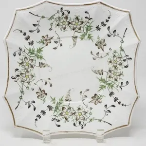 Antique Hand Painted 12-Sided Plate