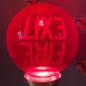Vintage Red Glass 8" Diam FIRE EXIT Globe. *DC