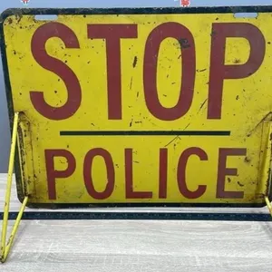 Double Sided Self Supporting Police Warning Sign.