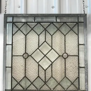 Leaded Glass Window. 21" x 21". 2 Cracked