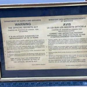 Framed Dept. Of Supply & Services Warning. Frame