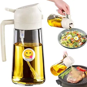 New YARRAMATE 16oz/470ml Glass Olive Oil Sprayer for Cooking with Stickers, 2 in 1 Oil Dispenser for Kitchen Gadgets, Food Grade Premium Spray Bottle 