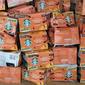 [BB 2025 MAR 25] 25 New Boxes 10 K-Cups per Box Starbucks Pumpkin Spice Keurig K-Cup Coffee Pods . Box conditions range from excellent to severely dam