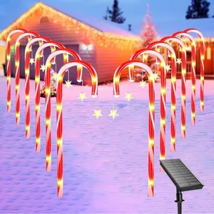 New Fohil Solar Candy Cane Lights, 12 Pack Waterproof Solar Christmas Lights Outdoor, 8 Lighting Modes Solar Powered Garden Lights for Garden Yard Cou