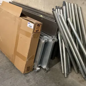 STAINLESS STEEL PREP TABLE TOPS, LEGS & METAL RACKING PARTS WITH WOOD SHELVES