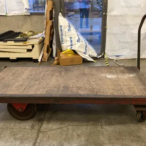 HEAVY DUTY METAL/WOOD TOP MOBILE CART APPROX 6'L X 3'W