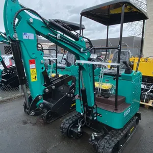 AGT INDUSTRIAL H15R TEAL GAS POWERED 13.5HP RUBBER TRACK MINI EXCAVATOR WITH ATTACHED DIGGING
