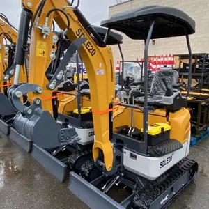 SDLANCH SDLE20 YELLOW DIESEL POWERED RUBBER TRACK MINI EXCAVATOR WITH ATTACHED DIGGING BUCKET,