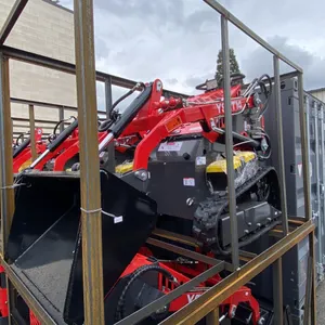 AGT INDUSTRIAL YSRT14 RED GAS POWERED RUBBER TRACK RIDE ON HYDRAULIC MINI SKID STEER/LOADER WITH
